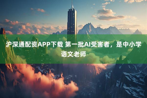 沪深通配资APP下载 第一批AI受害者，是中小学语文老师
